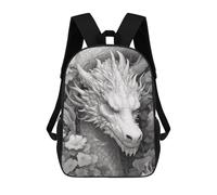 sinyumoney Black And White Dragon Zaino Scolastico Per Bambini Da 17 Pollici, Zaino Casual Da Viaggio Per Ragazzi E Ragazze, Zaino Da Giorno Di Grande Capacità 17inch