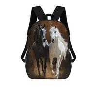 sinyumoney Black And White Horses Zaini Casual Per Bambini, Borse Scolastiche Per Ragazzi E Ragazze, Zaini Per Libri, Zaini 17inch