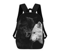 sinyumoney Black And White Wolves Love Zaino Scolastico Secondario Casual Da Viaggio Borse Per La Scuola Superiore Per Campeggio Avventure All'aperto E Viaggi Quotidiani 17inch