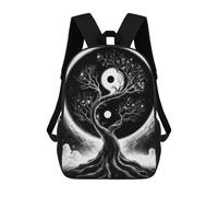 sinyumoney Black And White Yin Yang Space Tree Zaino Scolastico Per Bambini, Borsa Scolastica Stampata in 3D Per Ragazzi, Studenti Delle Scuole Elementari E Medie 17inch