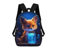 sinyumoney Black Bear with Red Eyes Zaini Stampati 3D Per Bambini Zaini Alla Moda E Casual Per Il Giorno Borse Da Viaggio, Zaini All'aperto Per Ragazzi E Ragazze, Cute Fox Luminous Glow, 17"