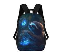 sinyumoney Black Bear with Red Eyes Zaini Stampati 3D Per Bambini Zaini Alla Moda E Casual Per Il Giorno Borse Da Viaggio, Zaini All'aperto Per Ragazzi E Ragazze, Glowing Butterfly Sloth, 17"