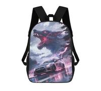 sinyumoney Black Beauty in Red Moon Zaino Scuola Stampato 3D Per Ragazzi E Ragazze Zaino Per Computer Portatile Per Bambini/Studenti/Adulti, Futuristic Monsters Car, 17"