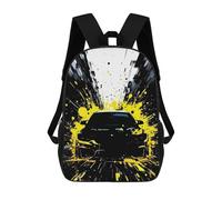 sinyumoney Black Car with Yellow Splatter Effect Zaino Per La Scuola Stampato in 3D Borsa Scolastica Per Ragazzi E Ragazze Zaino Per Bambini Zaino Da Viaggio 17inch