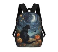 sinyumoney Black Cat Halloween Night Zaino Scolastico Per Bambini, Stampato in 3D, Borsa Scolastica Alla Moda, Borsa Scolastica Casual Per Ragazzi, Studenti Delle Scuole Elementari E Medie 17inch