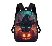 sinyumoney Black Cat in Pumpkin Zaino Scolastico Zaino Per Bambini Borsa Scolastica Di Grande Capacità Zaino Per Bambini Per La Scuola Zaino 3D Borsa Per Libri Regali Per Bambini 17inch