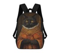 sinyumoney Black Cat in Royal Attire Zaino Scolastico Alla Moda Per Studenti, Adatto A Ragazzi E Ragazze, Ideale Per Viaggi All'aperto E Attività Ricreative. 17inch
