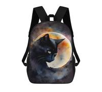 sinyumoney Black Cat Lunar Eclipse Zaini Stampati in 3D Per Bambini, Zaini Scolastici, Borse Scolastiche, Zaini Alla Moda Per Ragazzi, Studenti Delle Scuole Elementari E Medie 17inch