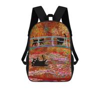 sinyumoney BLACK Cat Monet WaterLily Zaini Stampati in 3D, Borsa Scolastica Casual Per Bambini, Borsa Scolastica Alla Moda Per Ragazzi, Studenti Delle Scuole Medie 17inch
