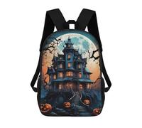 sinyumoney Black Cat on Pumpkin Zaino scolastico stampato 3D per ragazzi e ragazze, zaino per computer portatile per bambini/studenti/adulti, Big Moon, 17"