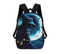 sinyumoney Black Cat on Pumpkin Zaino scolastico stampato 3D per ragazzi e ragazze, zaino per computer portatile per bambini/studenti/adulti, Fantasy Witch, 17"