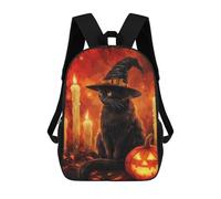 sinyumoney Black Cat Witch Halloween Zaino Per Bambini, Zaino Scolastico Per Bambini, Zaini Scolastici Stampati in 3D Per Ragazzi E Studenti Adolescenti 17inch