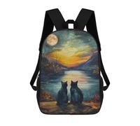sinyumoney Black Cats Moon Zaino Scolastico Per Bambini Stampato in 3D, Zaini Da Viaggio Ad Alta Capacità, Borse Per Libri, Zaini Scolastici Per Bambini 17inch