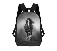 sinyumoney Black Horse - Zaino scolastico con stampa 3D, per bambini, stile casual e alla moda, ideale per viaggi e studi., Stile: 19, 17"