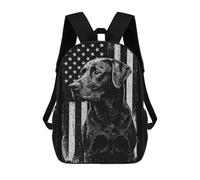 sinyumoney Black Labrador American Flag Zaino Scuola Per Bambini Stampato 3D, Ideale Per Viaggi E Libri, Black Labrador American Flag, 17"