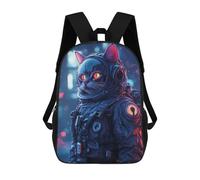 sinyumoney Black Labrador American Flag Zaino Scuola Per Bambini Stampato 3D, Ideale Per Viaggi E Libri, Cat Astronaut, 17"