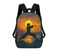 sinyumoney Black Labrador American Flag Zaino Scuola Per Bambini Stampato 3D, Ideale Per Viaggi E Libri, Karateka Girl Training, 17"
