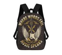 sinyumoney Black Labrador American Flag Zaino Scuola Per Bambini Stampato 3D, Ideale Per Viaggi E Libri, Guitar Music Inspiration, 17"