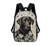 sinyumoney Black Labrador in Floral Pattern Zaino Scolastico Alla Moda Per Studenti, Adatto A Ragazzi E Ragazze, Ideale Per Viaggi All'aperto E Attività Ricreative. 17inch