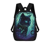 sinyumoney Black Light Cat 1 Zaino Scolastico Per Bambini Stampato in 3D, Zaini Da Viaggio Ad Alta Capacità, Borse Per Libri, Zaini Scolastici Per Bambini 17inch