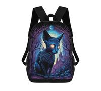sinyumoney Black Light Cat 16 Zaino Scolastico Per Bambini, Zaino Casual Da Viaggio Per Ragazzi E Ragazze, Zaino Da Giorno Di Grande Capacità 17inch