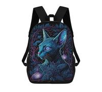 sinyumoney Black Light Cat 20 Zaino Scuola Stampato 3D Per Ragazzi E Ragazze, Zaino Per Computer Portatile Per Bambini/Studenti/Adulti, Black Light Cat 17, 17"