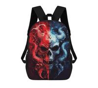 sinyumoney Black Magic Dragon Zaini Per Bambini, Zaini Stampati 3D, Zaini Per Studenti Della Scuola E Del Collegio (ragazzi E Ragazze), Fire and Ice Skull, 17"