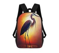 sinyumoney Black Phoenix - Zaino scolastico per bambini con stampa 3D, ideale per viaggi e letture, per ragazzi e studenti elementari, Paint Stork, 17"