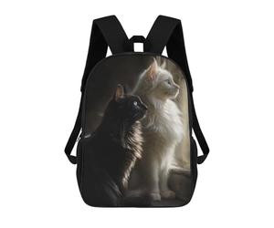 sinyumoney Black & White Cats Window Zaini Scuola Stampati In 3D, Zaini Scuola Alla Moda Per Bambini Primari E Secondari, Style, 17"