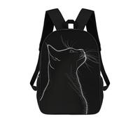 sinyumoney Black White Cute Cat Silhouette Zaino in Peluche A Forma Di Cartone Animato, Zaino 3D Per Bambini, Borsa Scolastica, Idea Regalo Di Compleanno Per Ragazzi E Ragazze 17inch