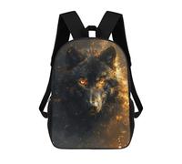 sinyumoney Black Wolf Head in Gold Zaini Stampati in 3D, Borsa Scolastica Casual Per Bambini, Borsa Scolastica Alla Moda Per Ragazzi, Studenti Delle Scuole Medie 17inch