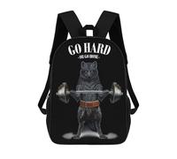 sinyumoney Black Wolf Weightlifting Zaino Scolastico Stampato in 3D Per Bambini, Zaino Scolastico Casual Alla Moda Per Bambini Studenti 17inch