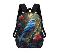 sinyumoney Blue Bird in A Floral Forest Zaino Scolastico, Zaino Per Libri, Zaini Per Bambini Stampati in 3D, Zaini Per Bambini, Zaini Scolastici Per Bambini, Zaini Da Viaggio 17inch