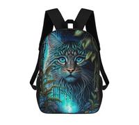 sinyumoney Blue Eyes Cat in Jungle Zaini Casual Per Bambini, Borse Scolastiche Per Ragazzi E Ragazze, Zaini Per Libri, Zaini 17inch
