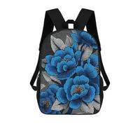 sinyumoney Blue Floral Pattern with Gray Leaves Zaini Per Bambini, Zaini Scolastici Personalizzati 3D Per Ragazzi E Ragazze, Zaini Scolastici Grandi, Zaini Casual Da Giorno 17inch