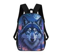sinyumoney Blue Wolf Portrait Moonlight Zaino Per Bambini Stampato in 3D Zaino Scolastico Per Bambini Zaini Da Viaggio Per Bambini Borse Per Libri Ad Alta Capacità Zaino Per Bambini Zainetto 17inch