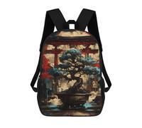 sinyumoney Bonsai Tree And Torii Gate Zaino Scolastico Alla Moda Per Studenti, Adatto A Ragazzi E Ragazze, Ideale Per Viaggi All'aperto E Attività Ricreative. 17inch