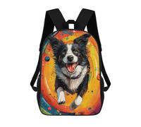 sinyumoney Border Collie in Space Zaino Scolastico Per Bambini, Stampato in 3D, Borsa Scolastica Alla Moda, Borsa Scolastica Casual Per Ragazzi, Studenti Delle Scuole Elementari E Medie 17inch