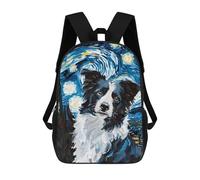 sinyumoney Border Collie Starry Night Zaino Scolastico Per Bambini, Borsa Scolastica Stampata in 3D Per Ragazzi, Studenti Delle Scuole Elementari E Medie 17inch