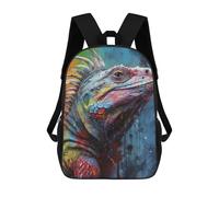 sinyumoney Borsa da scuola con stampa 3D - Zaini alla moda per bambini, per ragazzi, studenti delle elementari e del college, Iguana Painting, 17"