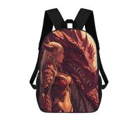 sinyumoney Borsa da viaggio stampata 3D Dragon Armor Fantasy Artwork Zaino per la scuola per bambini, zaino per il tempo libero per ragazze e donne, Stile, 17"