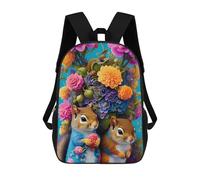 sinyumoney Borsa per la scuola per bambini Lotus Pond Reflections, zaino per bambini stampato, zaino da viaggio, borsa per la scuola per ragazzi e ragazze, Floral Squirrel Duo, 17"