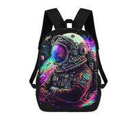 sinyumoney Borsa per la scuola per bambini Neon Skull Forest Art Print Zaino per bambini stampato zaino da viaggio, borsa per la scuola per ragazzi e ragazze, Vibrant Space Explorer Artwork, 17"