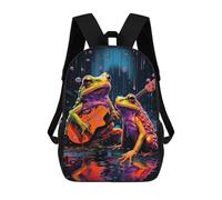 sinyumoney Borse Da Scuola Per Bambini Stampati 3D Rainbow Lizard in Fantasy Forest Zaino Da Viaggio Leggero, Borsa Per Libri, Borsa Da Scuola Per Bambini Ragazzi E Ragazze, Frogs Playing Guitar In