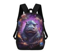 sinyumoney Borse Da Scuola Per Bambini Stampati 3D Rainbow Lizard in Fantasy Forest Zaino Da Viaggio Leggero, Borsa Per Libri, Borsa Da Scuola Per Bambini Ragazzi E Ragazze, Ippopotamus In Space -2