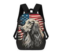sinyumoney Borse Da Scuola Stampate 3D Per Bambini Hummingbird Zaino Da Viaggio Leggero Borsa Per Libri Per Bambini Ragazzi E Ragazze, Afghan Hound American Flag, 17"