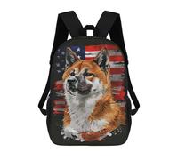sinyumoney Borse Da Scuola Stampate 3D Per Bambini Hummingbird Zaino Da Viaggio Leggero Borsa Per Libri Per Bambini Ragazzi E Ragazze, Akita American Flag, 17"