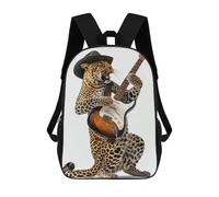 sinyumoney Borse Da Scuola Stampate 3D Per Bambini Panda Chitarra Zaino Da Viaggio Leggero Borsa Per Libri Per Bambini Ragazzi E Ragazze, Leopard Chitarra, 17"