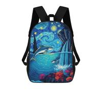 sinyumoney Borse Da Viaggio Carine Stampate in 3D Dolphins Starry Night Sky Zaino Scolastico Per Bambini Zaino Casual Da Esterno Zaini Casual Alla Moda Per Bambini Per Ragazze 17inch