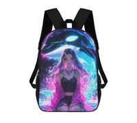 sinyumoney Borse Da Viaggio Carine Stampate in 3D Neon Girl with Whale Zaino Scolastico Per Bambini Zaino Casual Da Esterno Zaini Casual Alla Moda Per Bambini Per Ragazze 17inch